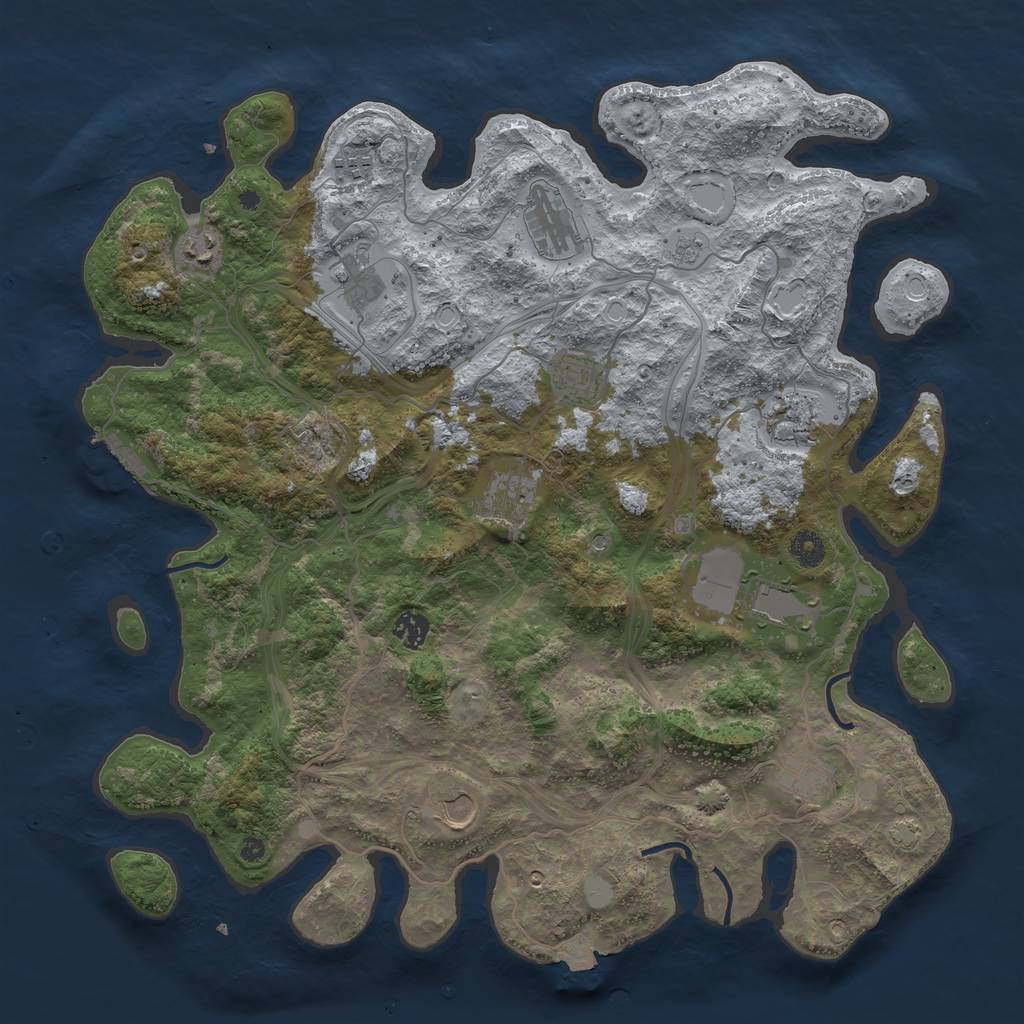 Rust Map: Procedural Map, Size: 4250, Seed: 420691234, 18 Monuments