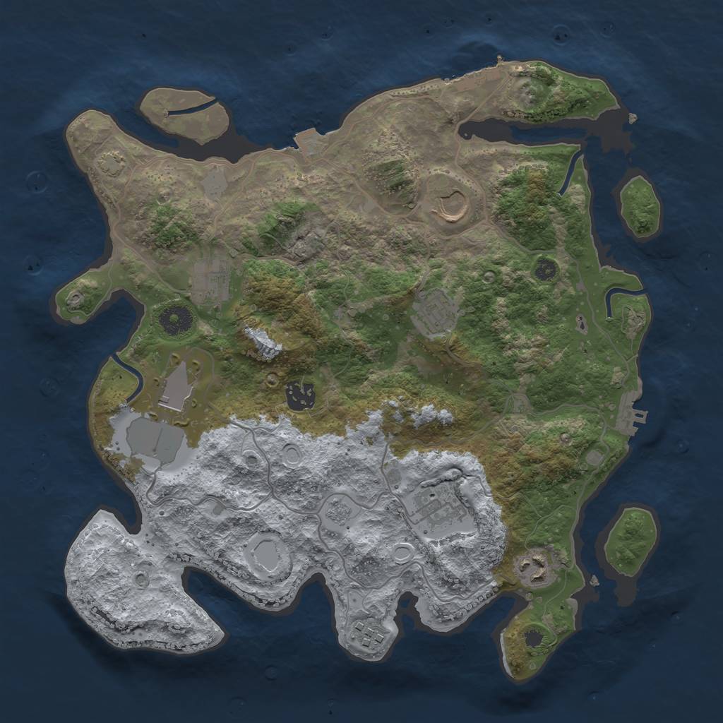 Rust Map: Procedural Map, Size: 3500, Seed: 71465414, 15 Monuments