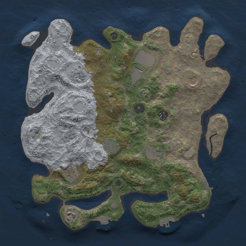 Rust Map: Procedural Map, Size: 3500, Seed: 2025138941, 16 Monuments