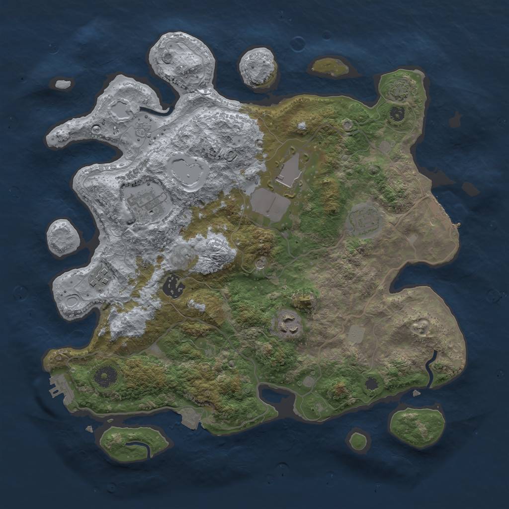 Rust Map: Procedural Map, Size: 3500, Seed: 90909, 14 Monuments