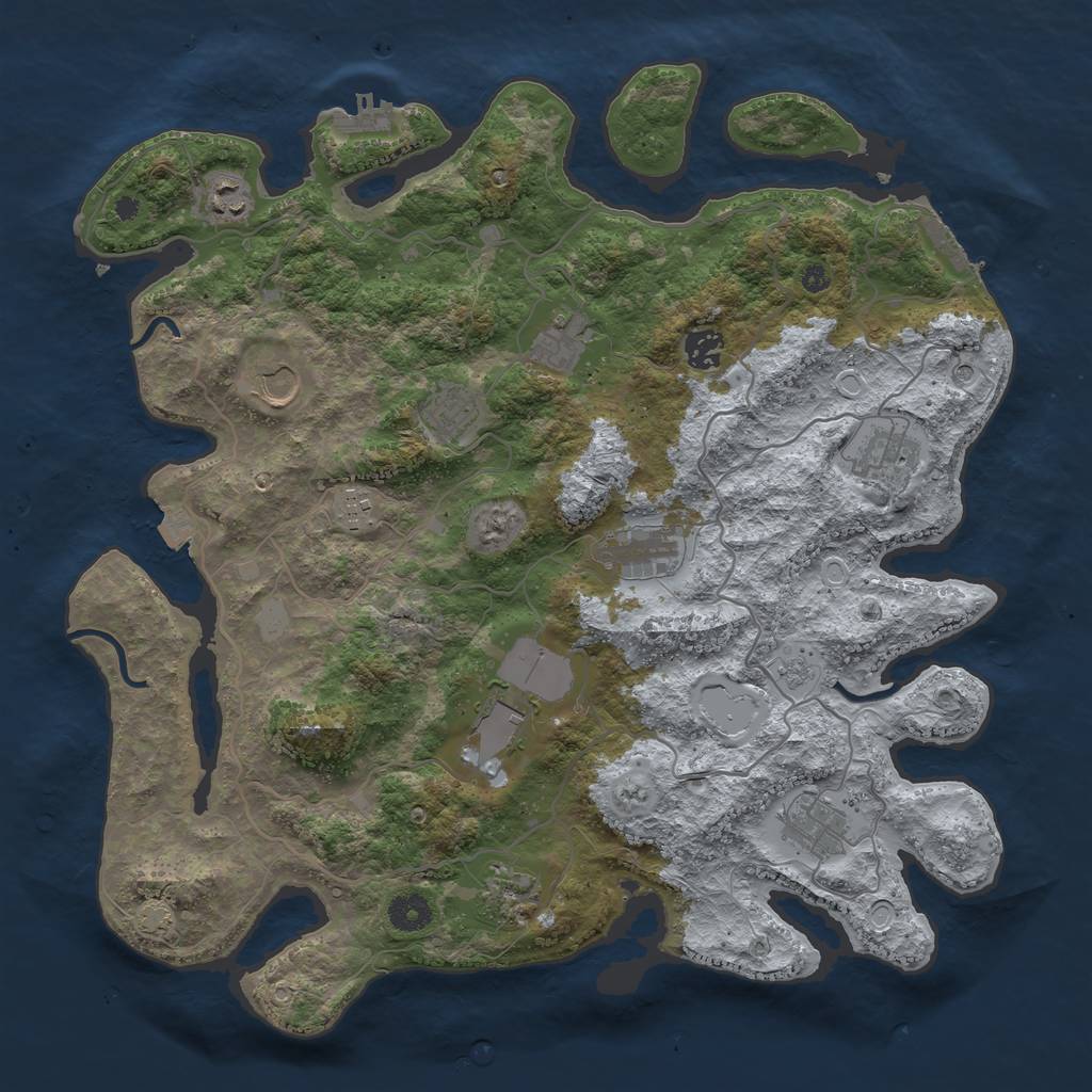 Rust Map: Procedural Map, Size: 4000, Seed: 47938352, 19 Monuments