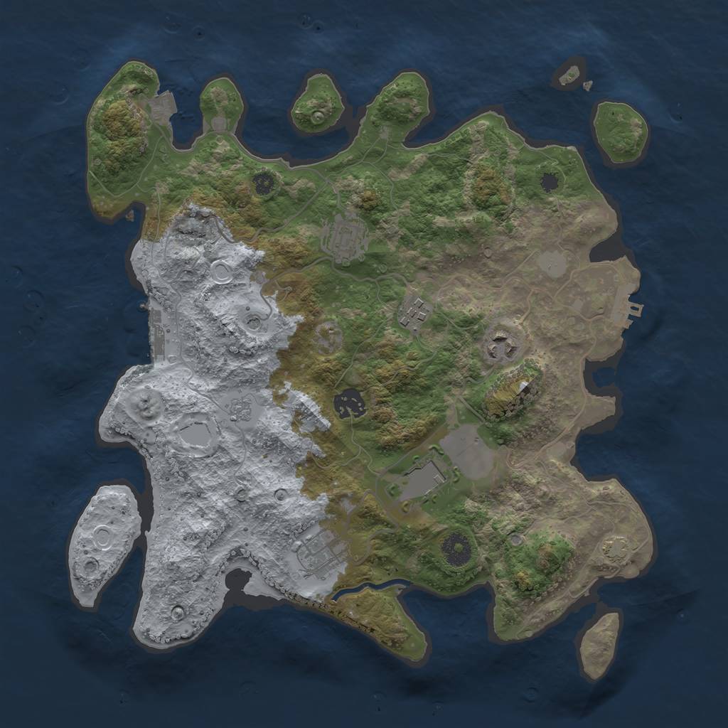 Rust Map: Procedural Map, Size: 3500, Seed: 504721608, 14 Monuments
