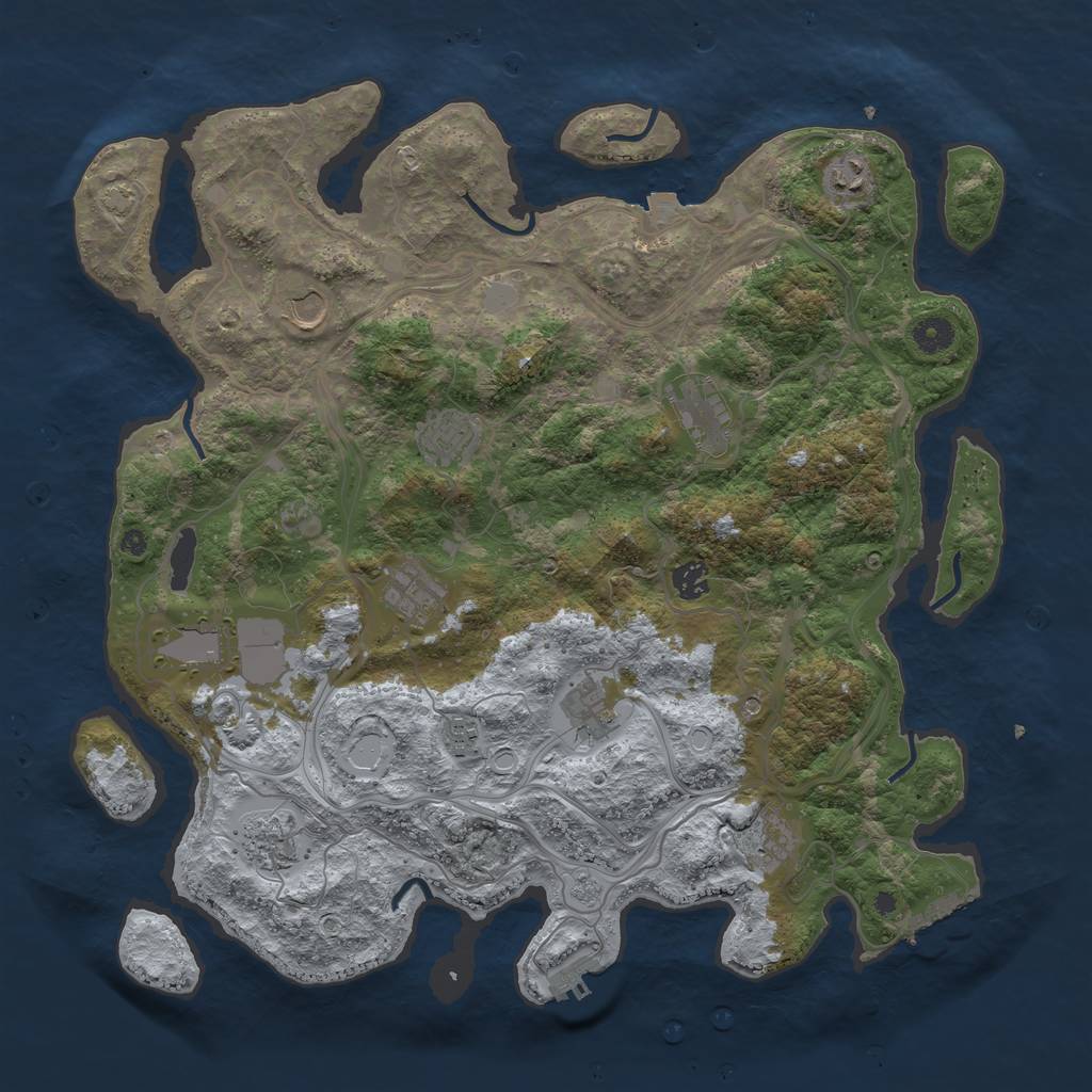 Rust Map: Procedural Map, Size: 4250, Seed: 33671, 19 Monuments