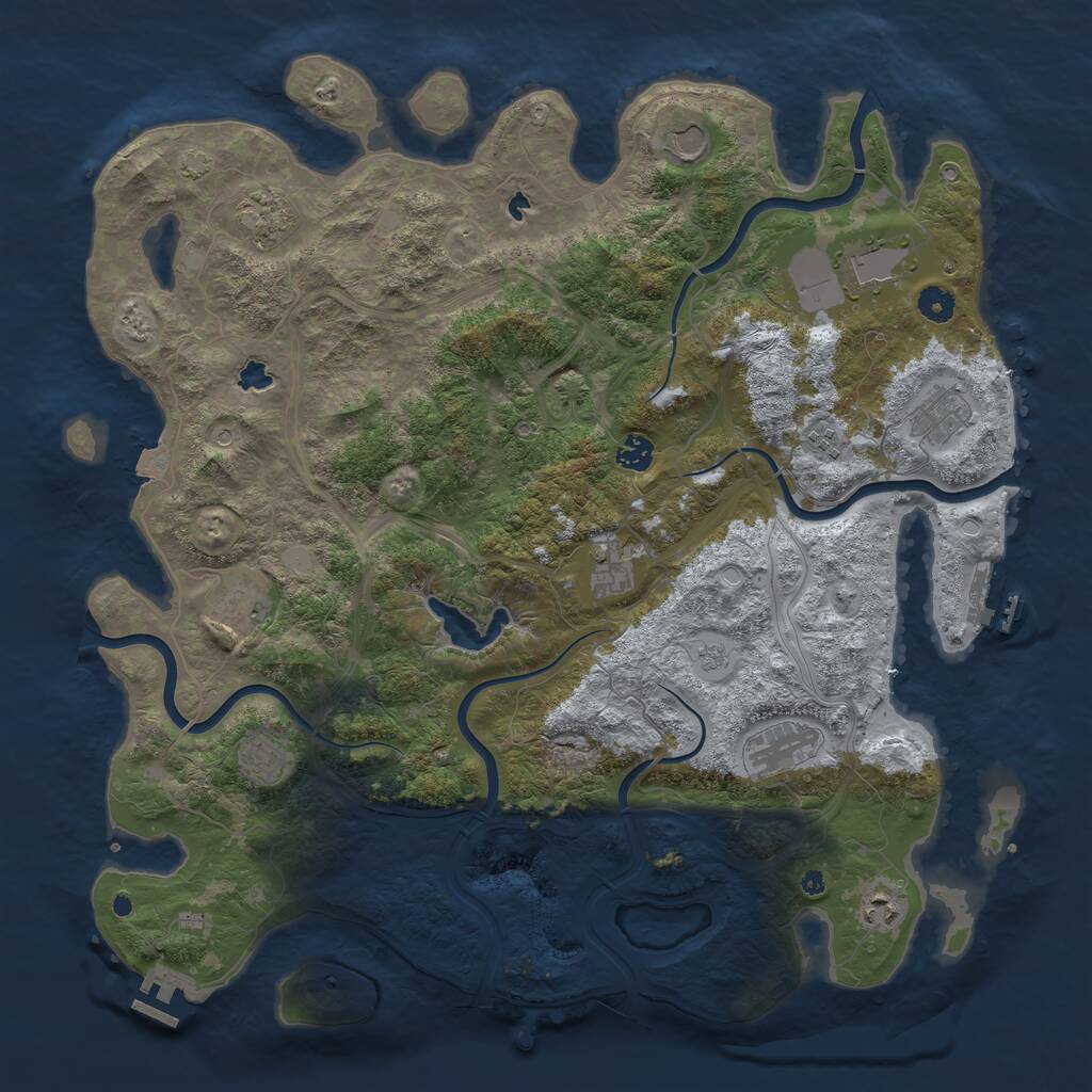 Rust Map: Procedural Map, Size: 4500, Seed: 20230815, 17 Monuments