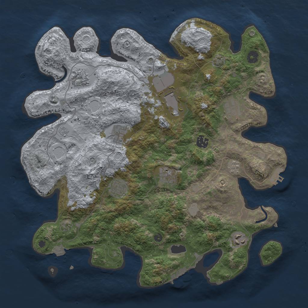 Rust Map: Procedural Map, Size: 3750, Seed: 252791057, 17 Monuments