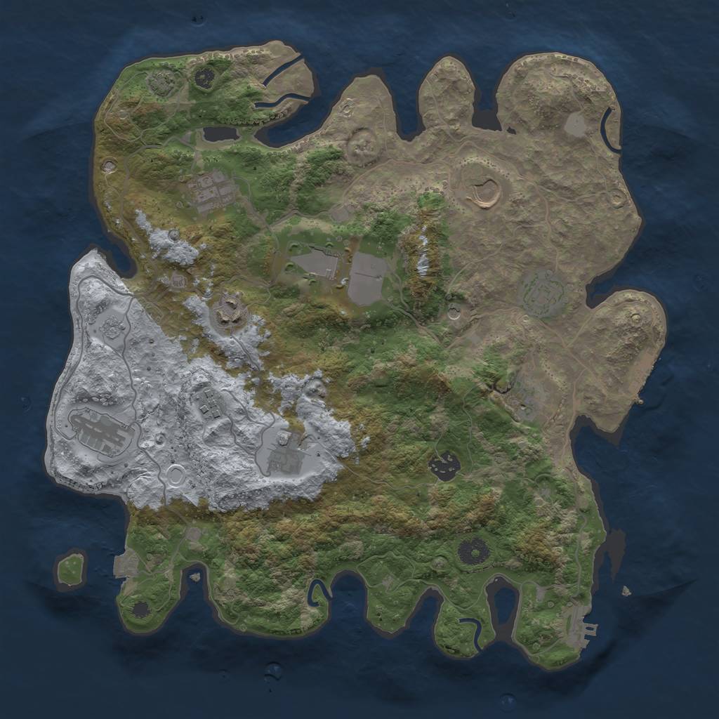 Rust Map: Procedural Map, Size: 3700, Seed: 87401034, 18 Monuments