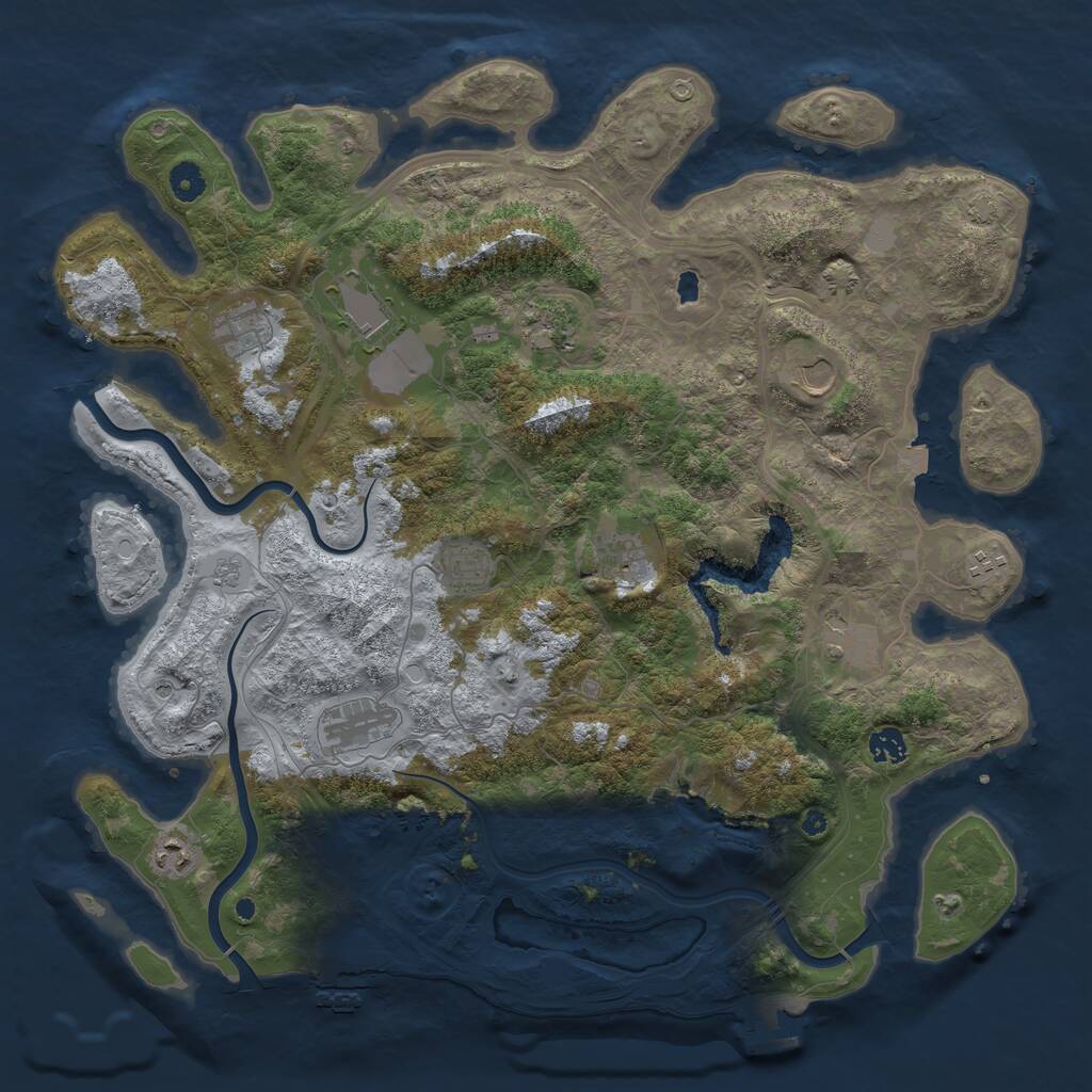 Rust Map: Procedural Map, Size: 4400, Seed: 24927008, 17 Monuments