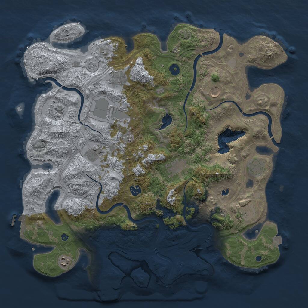 Rust Map: Procedural Map, Size: 4250, Seed: 3485830, 17 Monuments