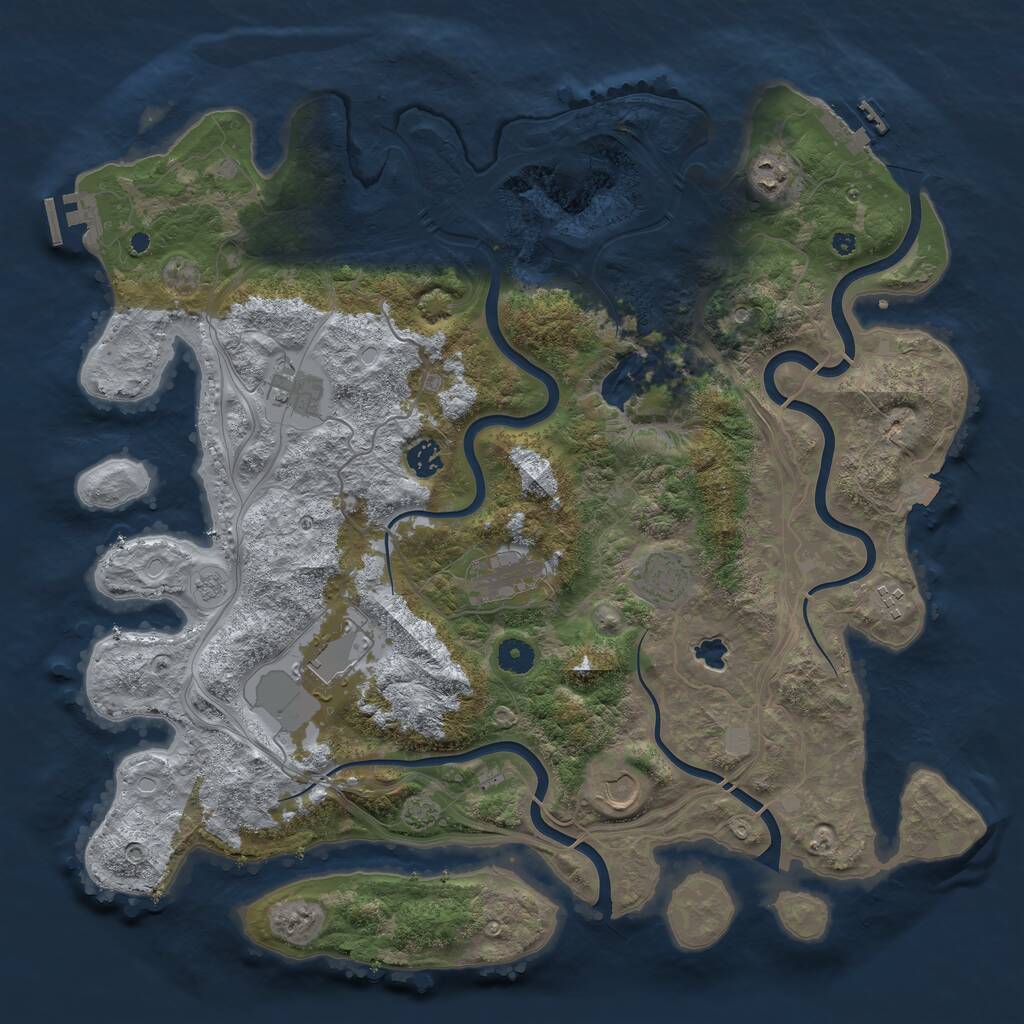 Rust Map: Procedural Map, Size: 4300, Seed: 1730659043, 14 Monuments