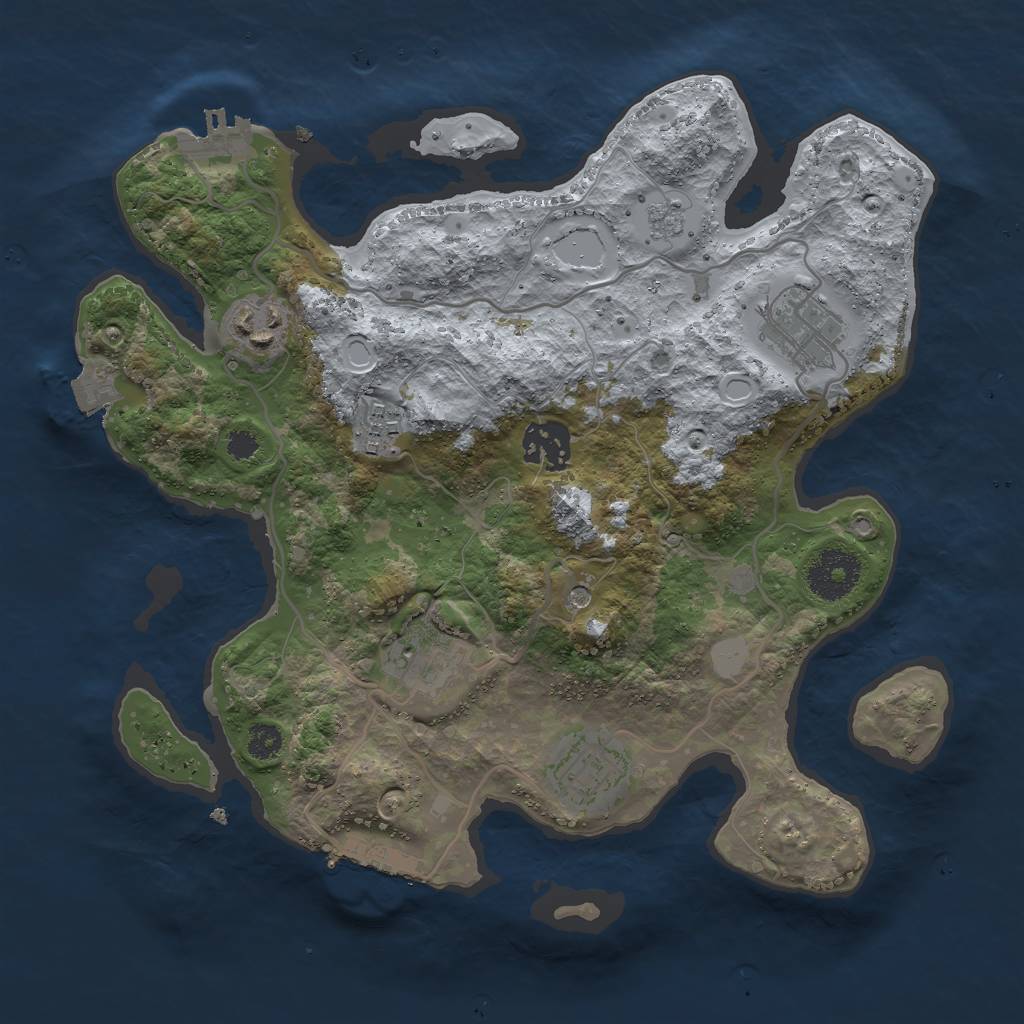 Rust Map: Procedural Map, Size: 3000, Seed: 704693739, 13 Monuments