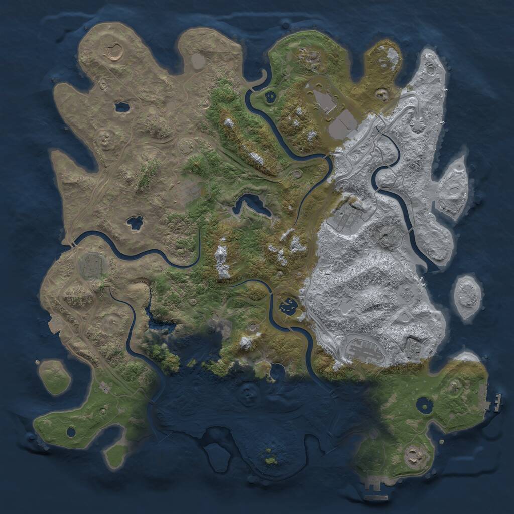 Rust Map: Procedural Map, Size: 4500, Seed: 849984430, 17 Monuments