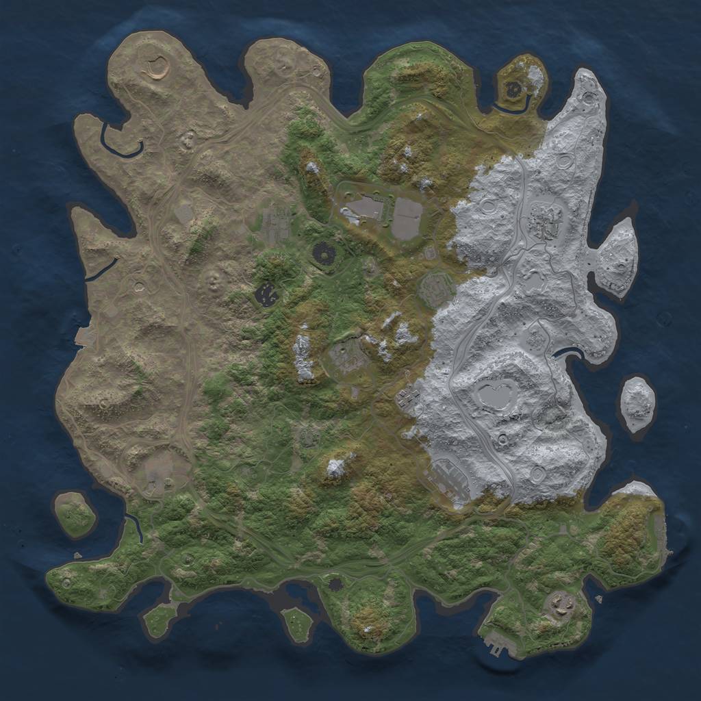 Rust Map: Procedural Map, Size: 4500, Seed: 849984430, 19 Monuments