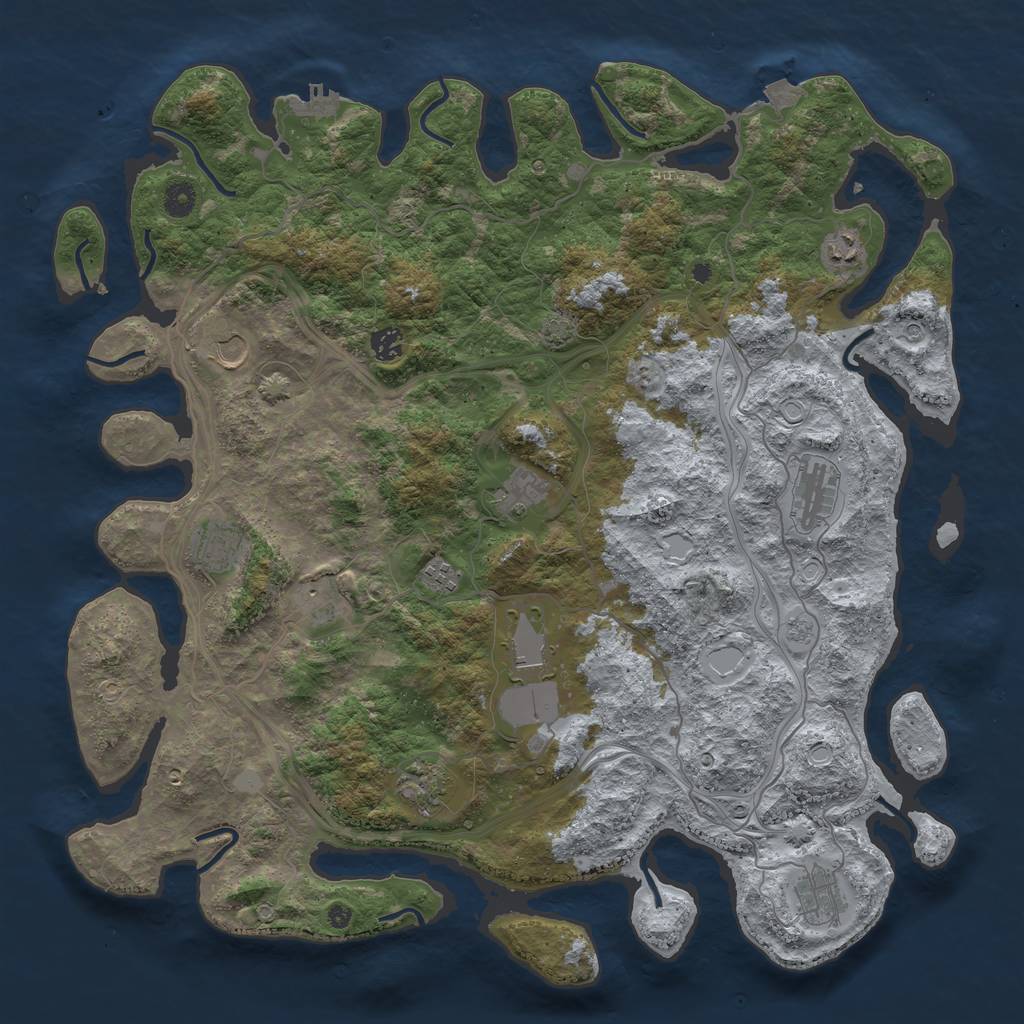 Rust Map: Procedural Map, Size: 4500, Seed: 518813384, 18 Monuments