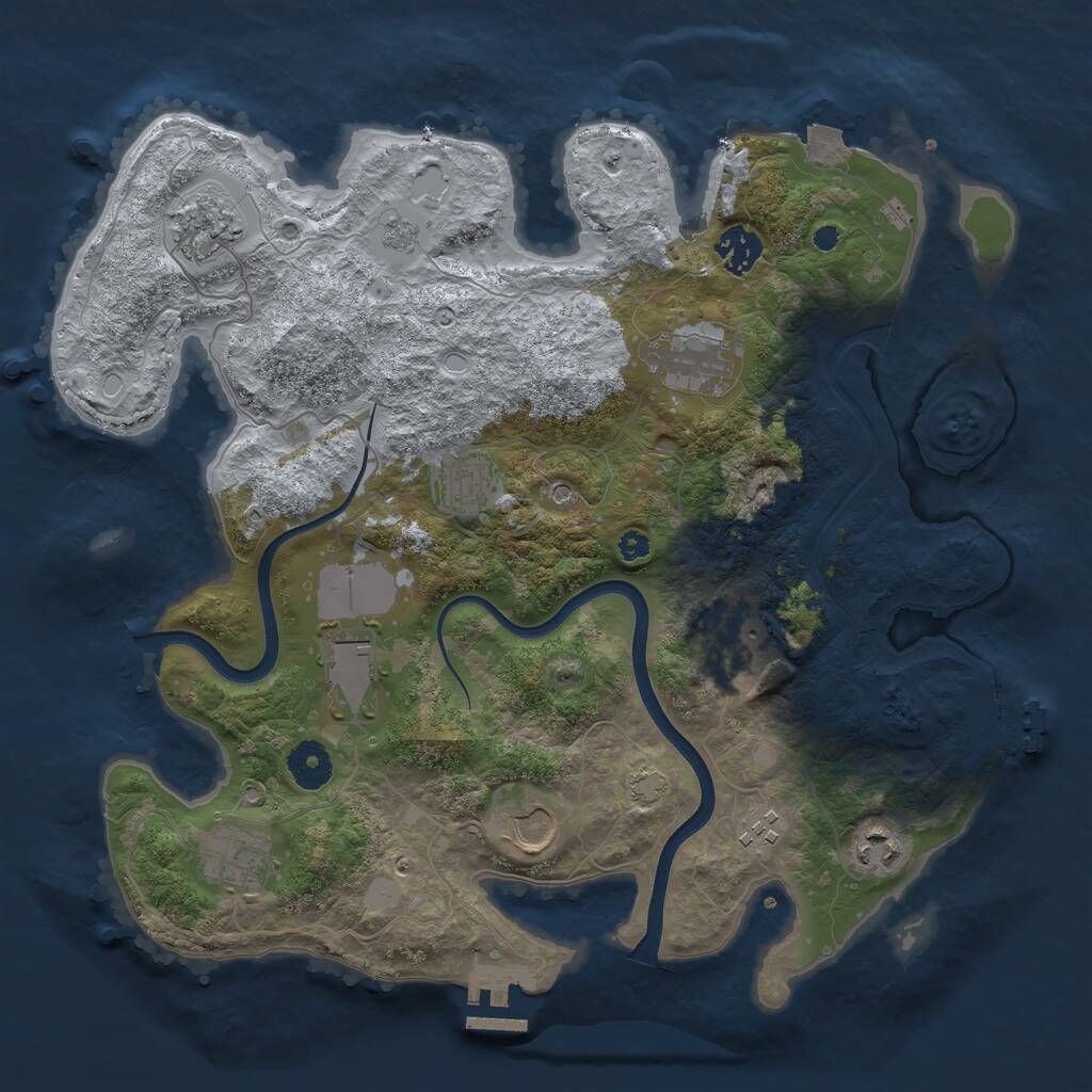 Rust Map: Procedural Map, Size: 3600, Seed: 689051816, 16 Monuments