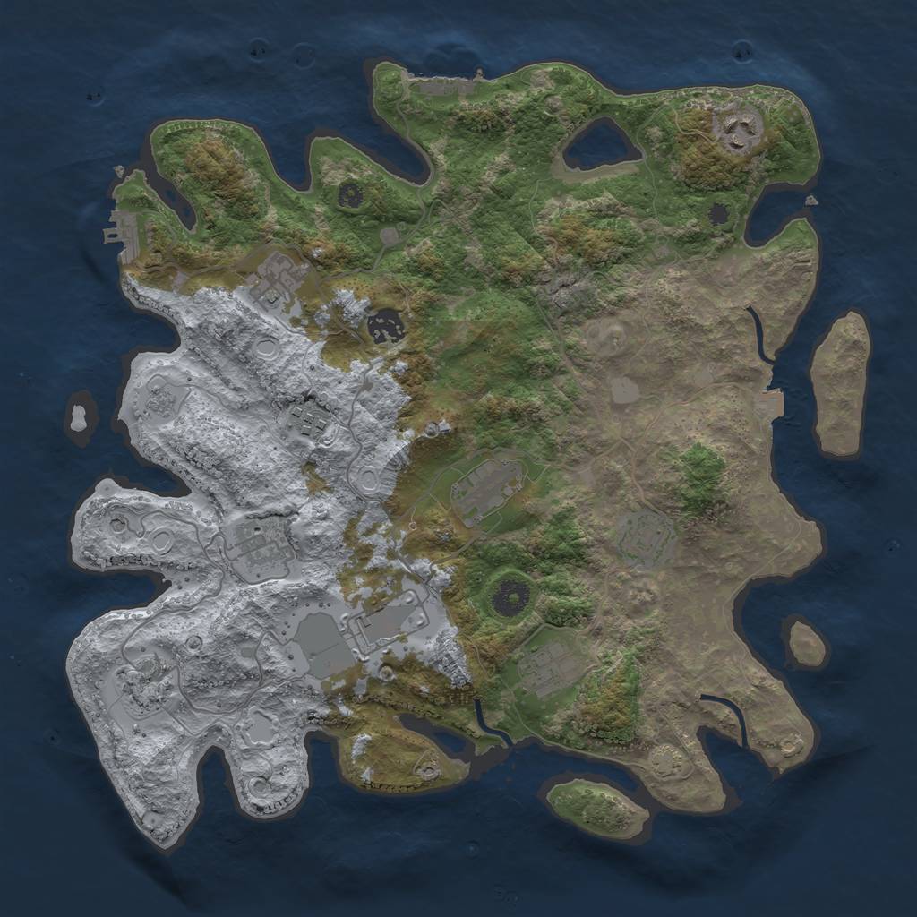 Rust Map: Procedural Map, Size: 3750, Seed: 45977582, 18 Monuments