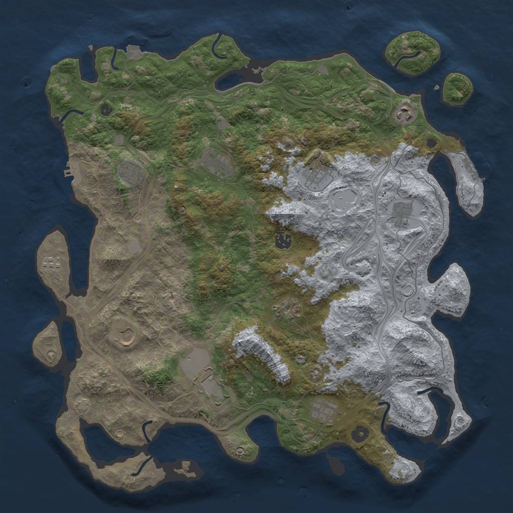 Rust Map: Procedural Map, Size: 4500, Seed: 1216062456, 19 Monuments