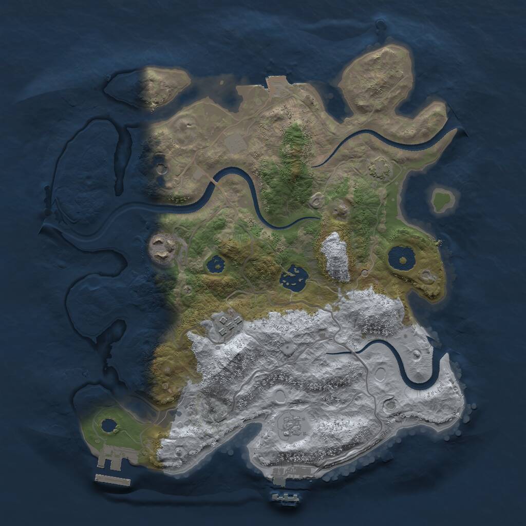Rust Map: Procedural Map, Size: 3000, Seed: 2104940298, 9 Monuments