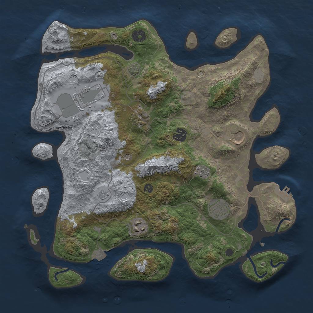 Rust Map: Procedural Map, Size: 3500, Seed: 30178532, 14 Monuments