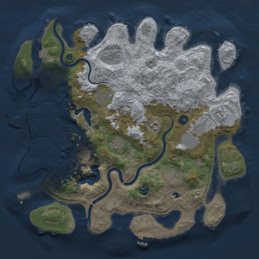 Rust Map: Procedural Map, Size: 4000, Seed: 841881034, 14 Monuments