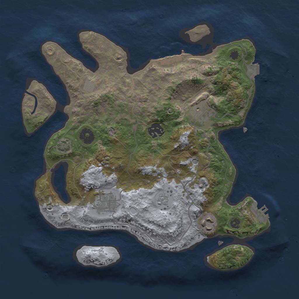Rust Map: Procedural Map, Size: 3000, Seed: 15676, 12 Monuments