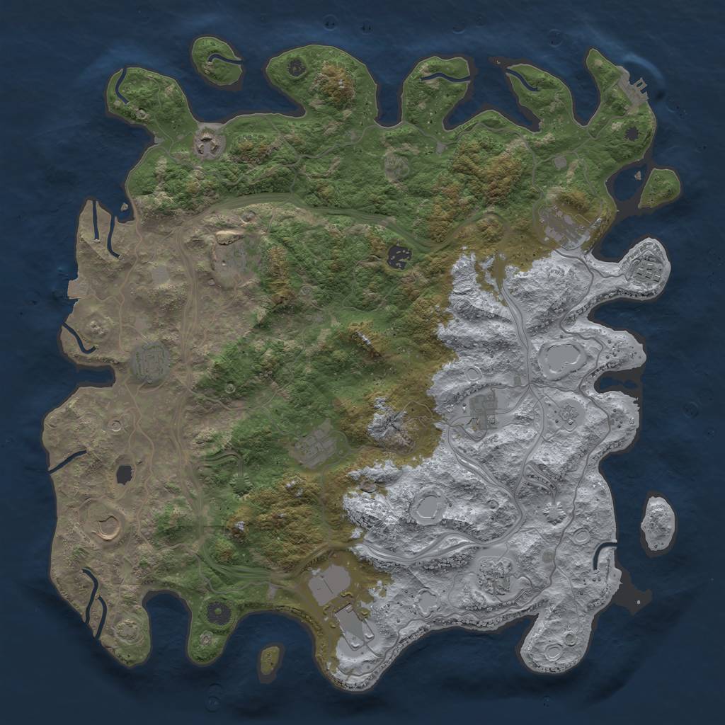 Rust Map: Procedural Map, Size: 4500, Seed: 1113712373, 18 Monuments