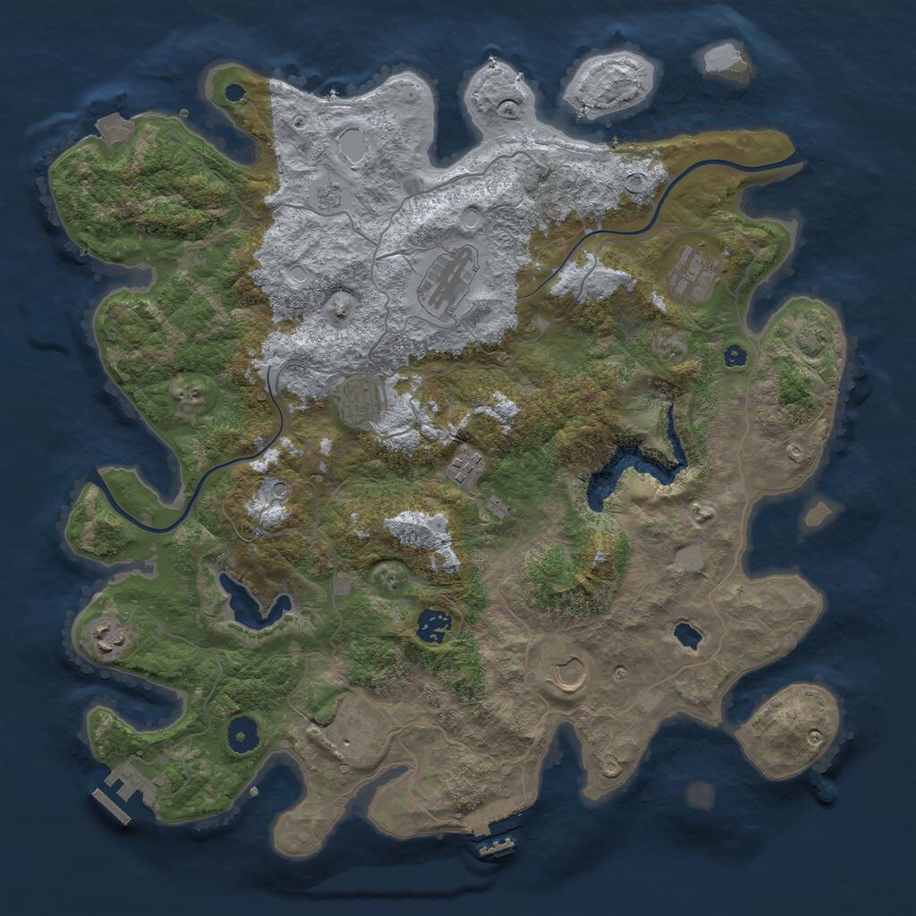 Rust Map: Procedural Map, Size: 4000, Seed: 595043812, 14 Monuments