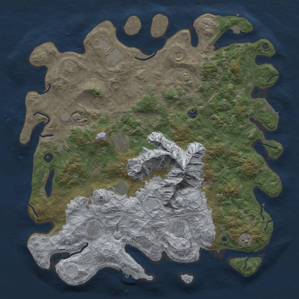 Rust Map: Procedural Map, Size: 5000, Seed: 3212020, 19 Monuments