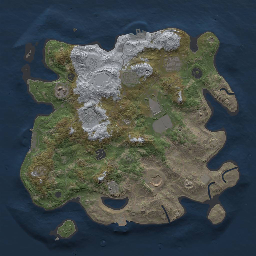 Rust Map: Procedural Map, Size: 3500, Seed: 1791831924, 16 Monuments