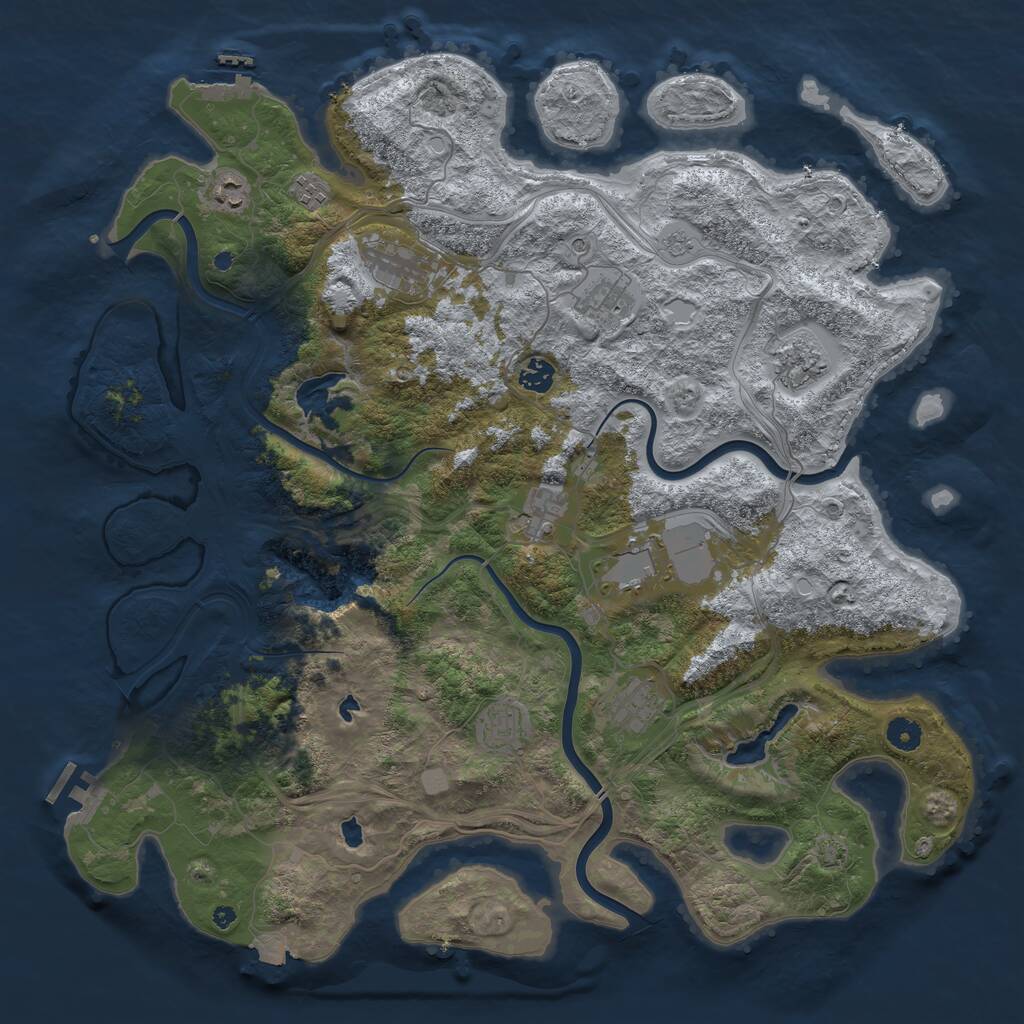 Rust Map: Procedural Map, Size: 4500, Seed: 910371707, 16 Monuments