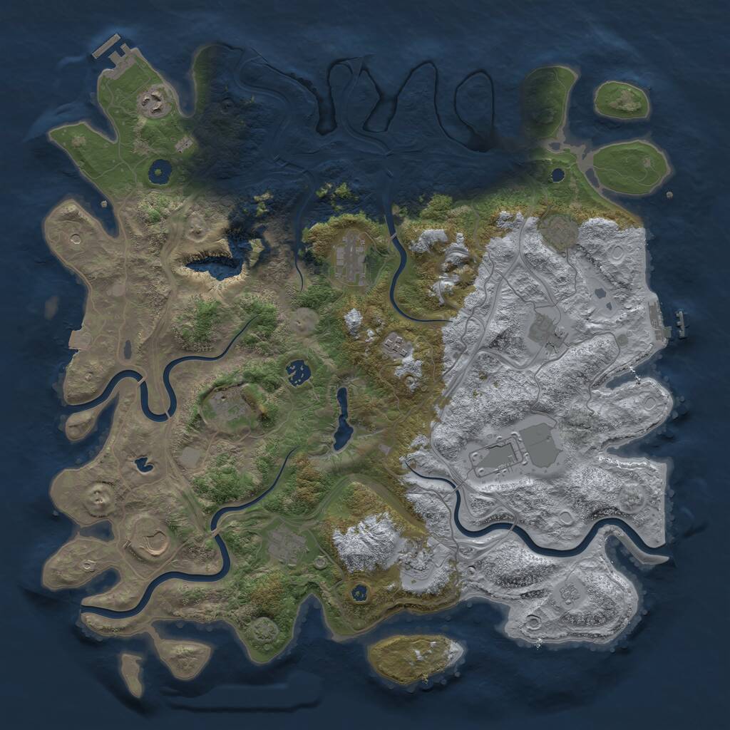 Rust Map: Procedural Map, Size: 4500, Seed: 27659755, 17 Monuments