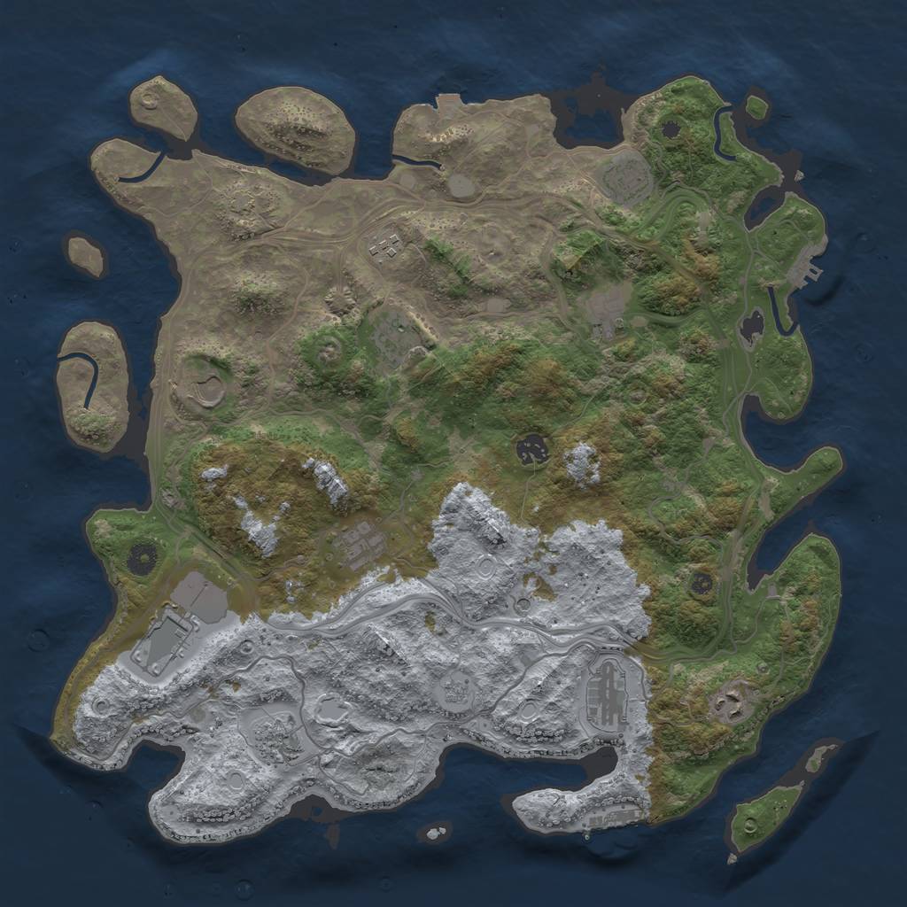 Rust Map: Procedural Map, Size: 4300, Seed: 11080624, 19 Monuments