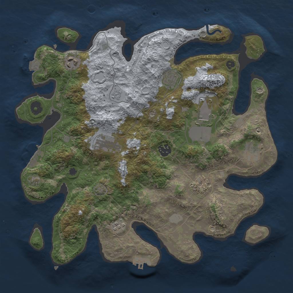 Rust Map: Procedural Map, Size: 3500, Seed: 1261196675, 16 Monuments