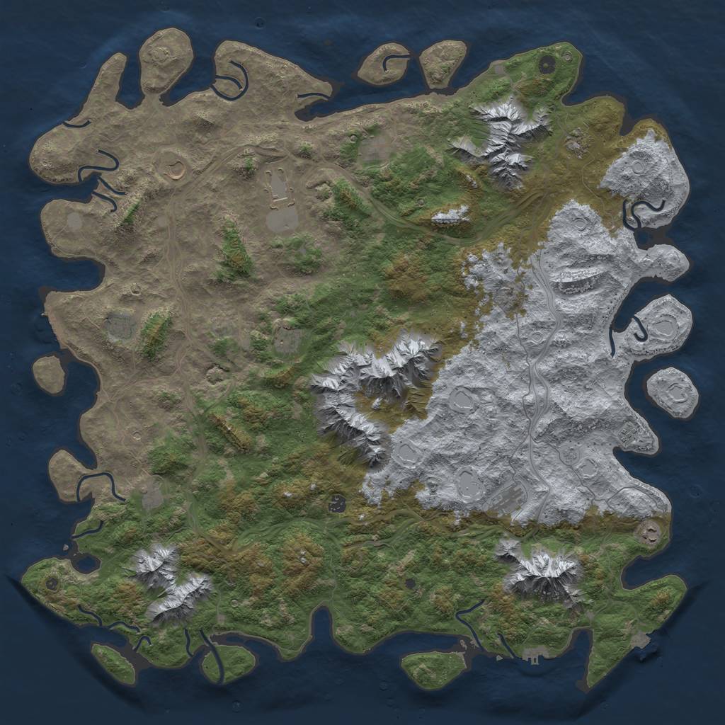 Rust Map: Procedural Map, Size: 6000, Seed: 416298623, 19 Monuments