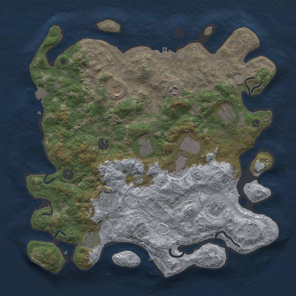 Rust Map: Procedural Map, Size: 4000, Seed: 321695243, 18 Monuments