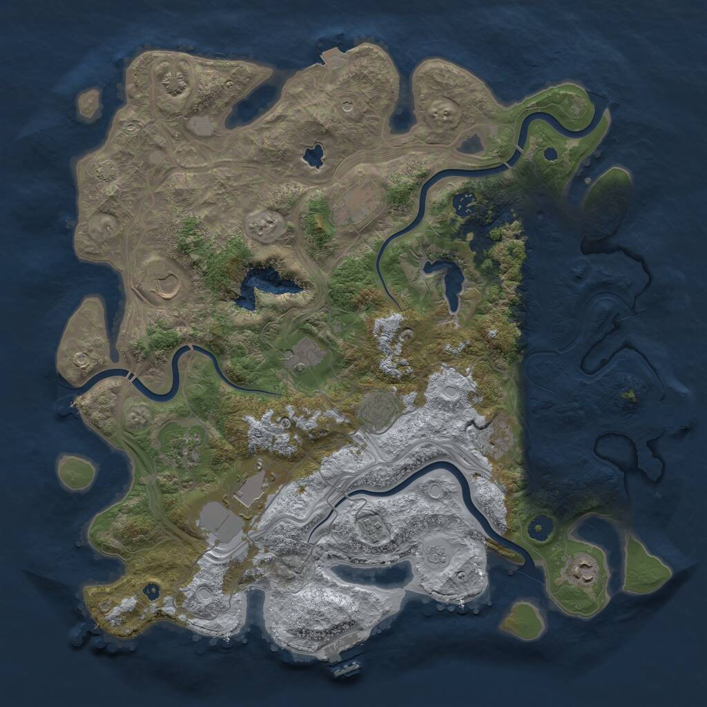 Rust Map: Procedural Map, Size: 4250, Seed: 485771736, 16 Monuments