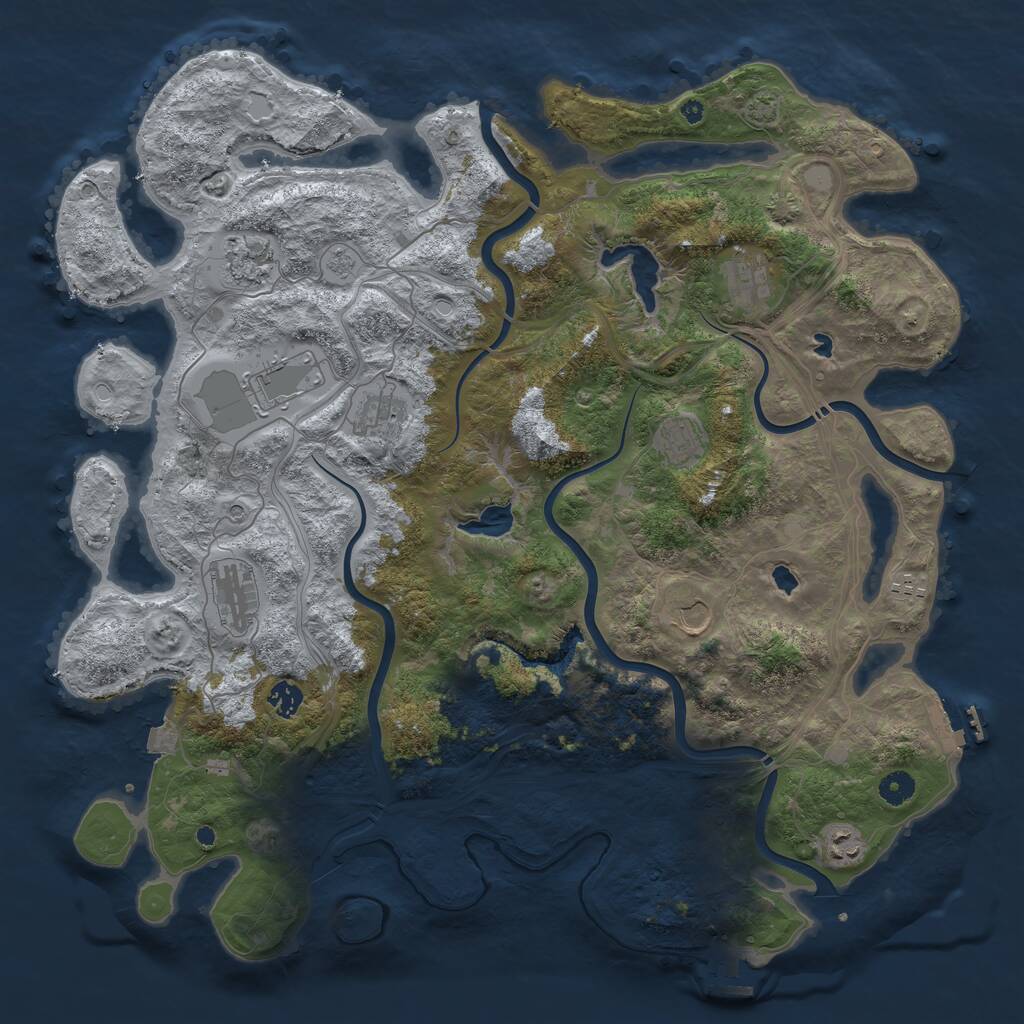 Rust Map: Procedural Map, Size: 4500, Seed: 989485, 16 Monuments