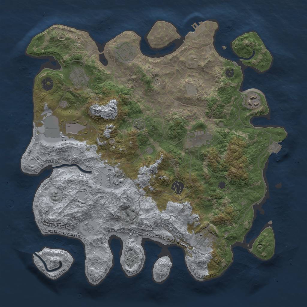 Rust Map: Procedural Map, Size: 3650, Seed: 99242933, 16 Monuments