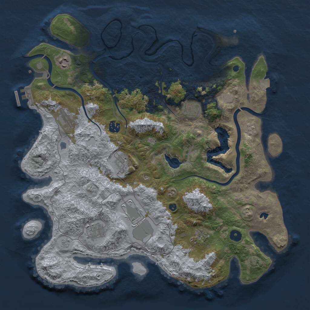 Rust Map: Procedural Map, Size: 4000, Seed: 1460661464, 14 Monuments