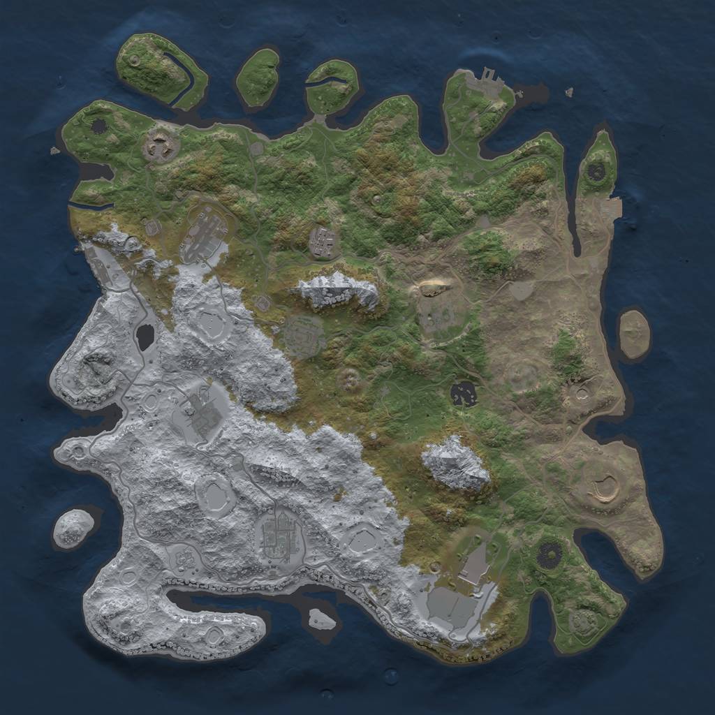 Rust Map: Procedural Map, Size: 4000, Seed: 1460661464, 18 Monuments