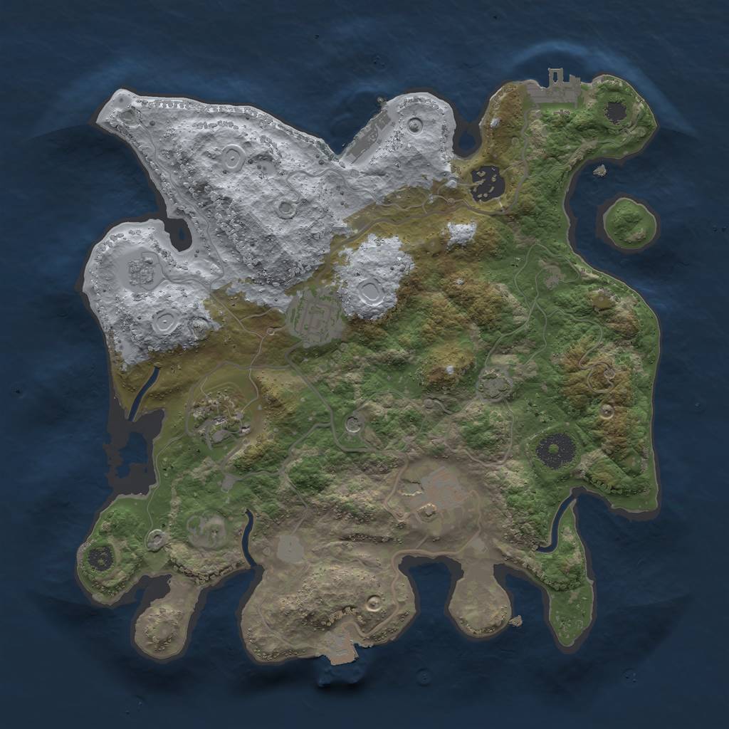 Rust Map: Procedural Map, Size: 3000, Seed: 1624956614, 12 Monuments