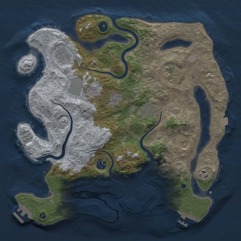 Rust Map: Procedural Map, Size: 3647, Seed: 1441133105, 15 Monuments