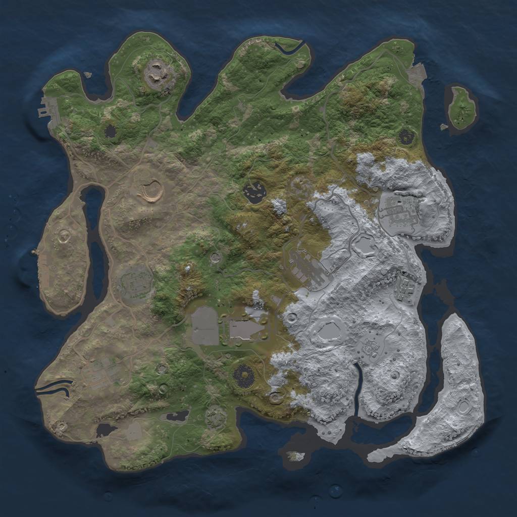 Rust Map: Procedural Map, Size: 3500, Seed: 461170, 17 Monuments