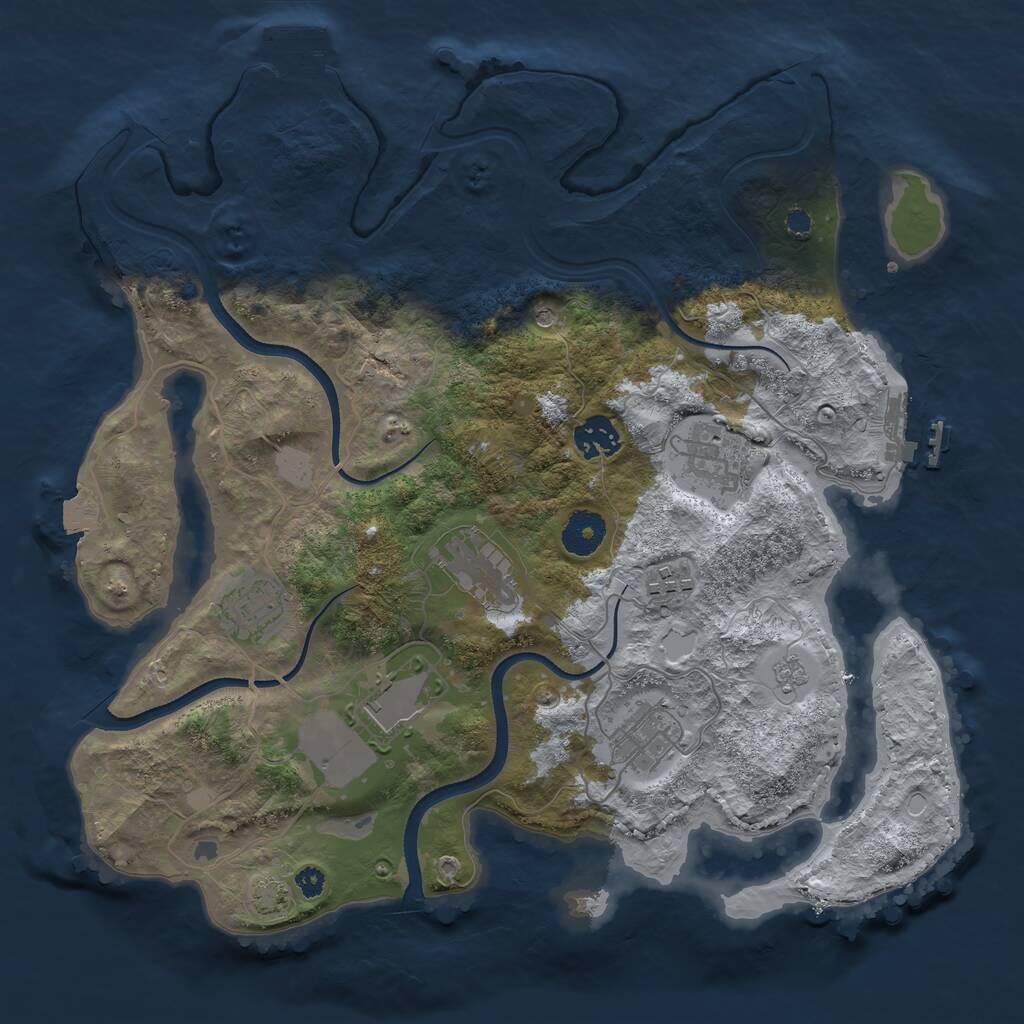 Rust Map: Procedural Map, Size: 3500, Seed: 461170, 13 Monuments