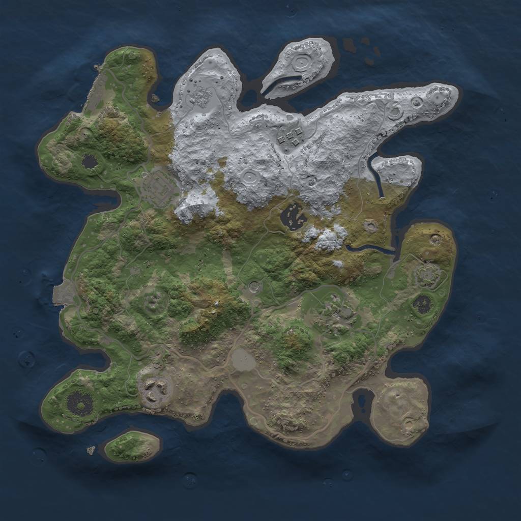 Rust Map: Procedural Map, Size: 3000, Seed: 1317493672, 12 Monuments