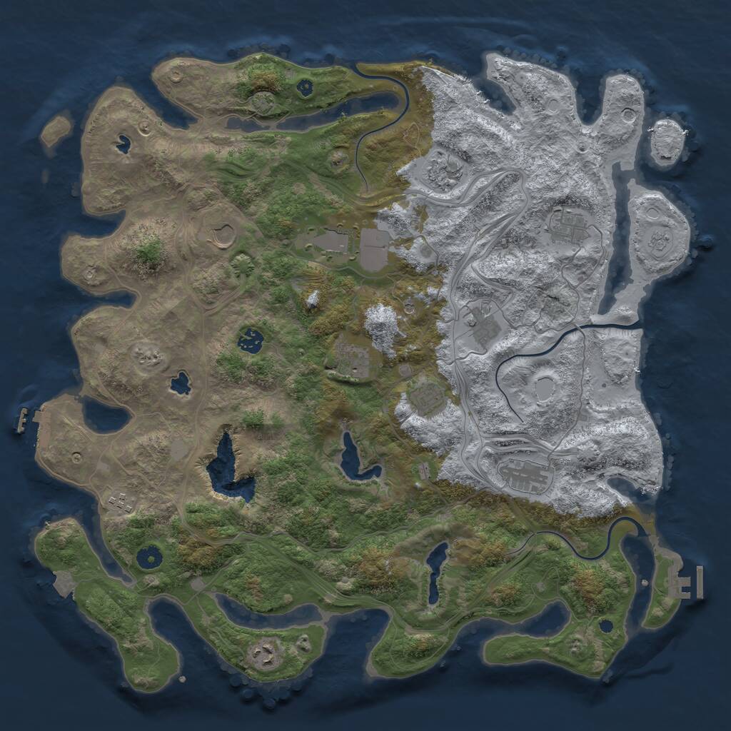 Rust Map: Procedural Map, Size: 4500, Seed: 570838957, 17 Monuments