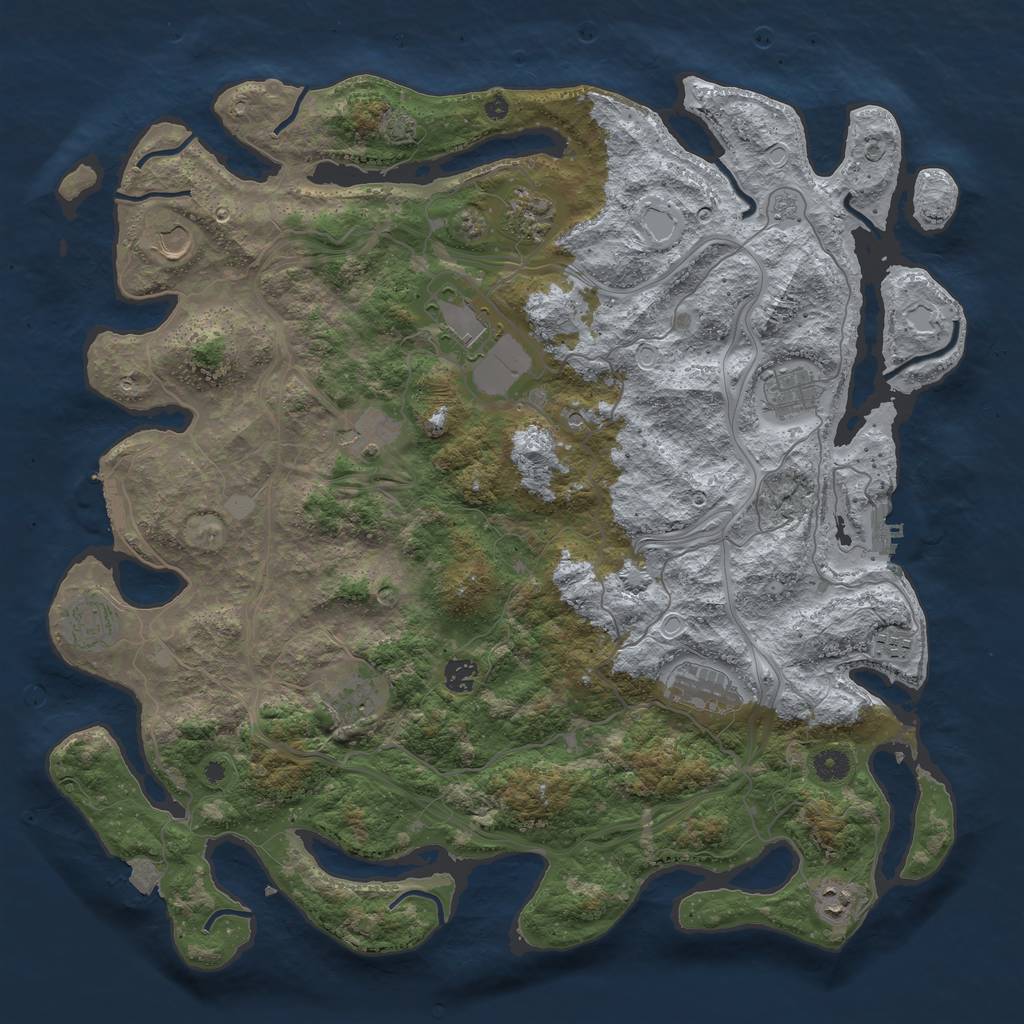 Rust Map: Procedural Map, Size: 4500, Seed: 570838957, 19 Monuments