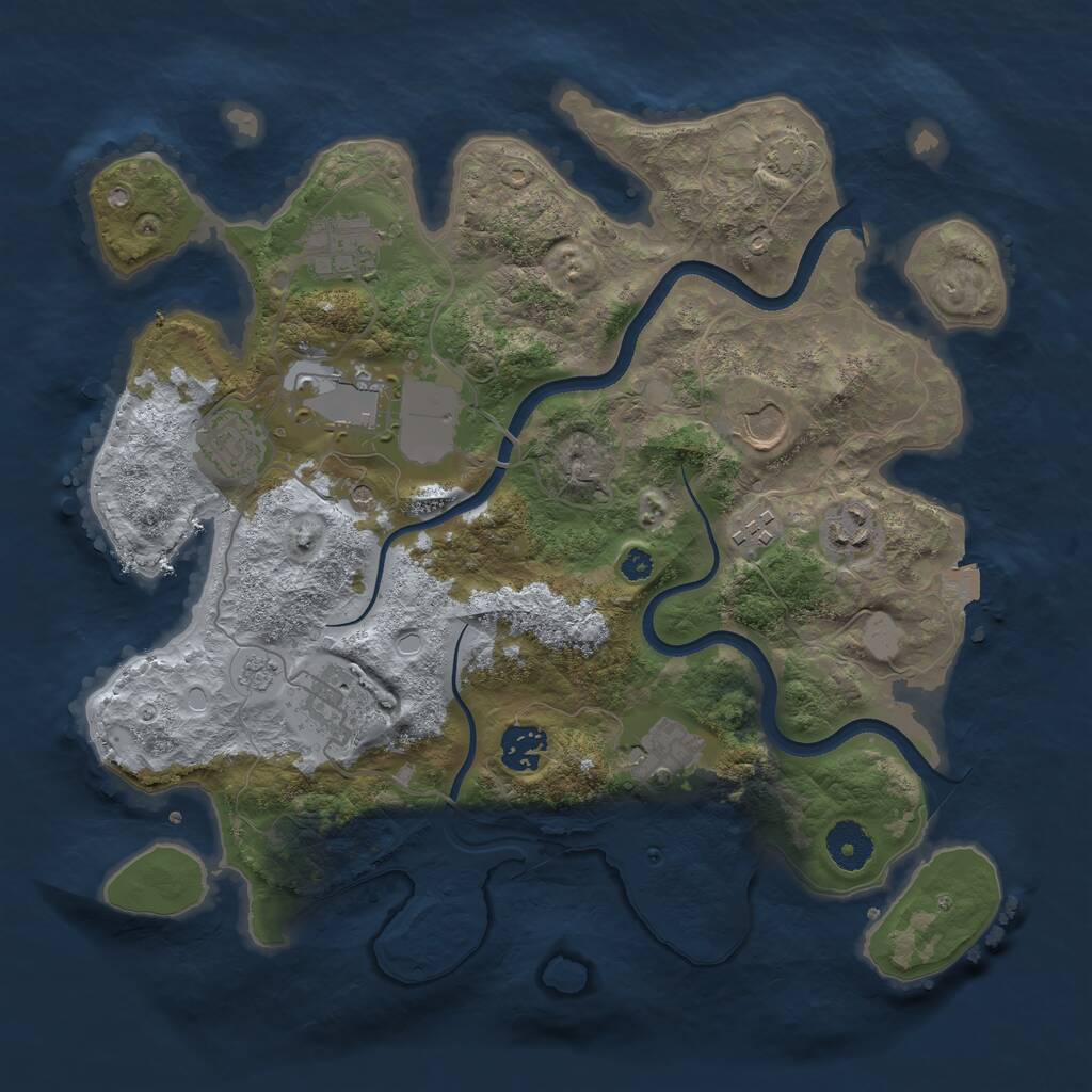 Rust Map: Procedural Map, Size: 3500, Seed: 2081405199, 13 Monuments