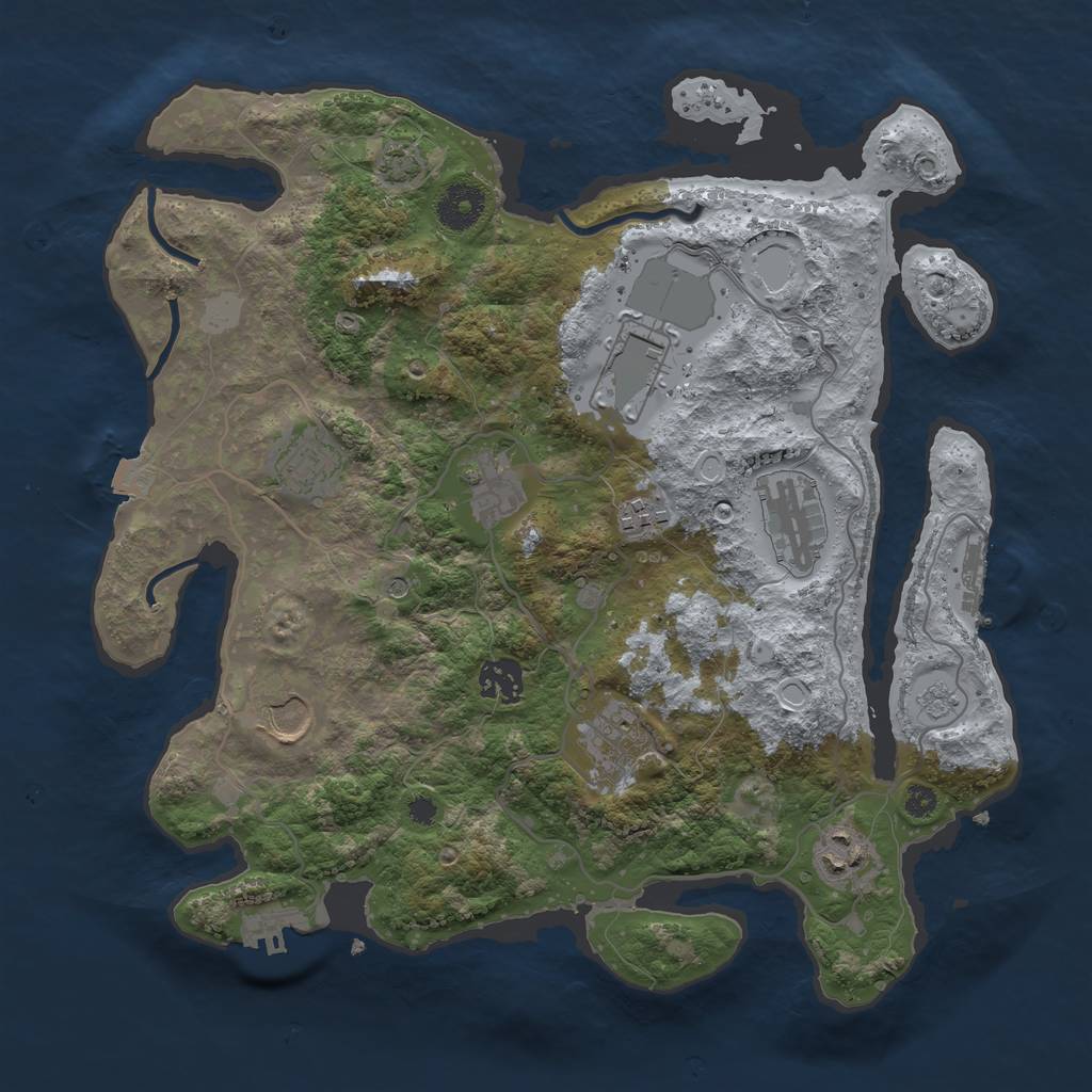 Rust Map: Procedural Map, Size: 3500, Seed: 1000321321, 17 Monuments