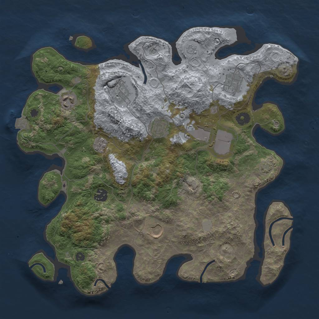 Rust Map: Procedural Map, Size: 3544, Seed: 1, 14 Monuments