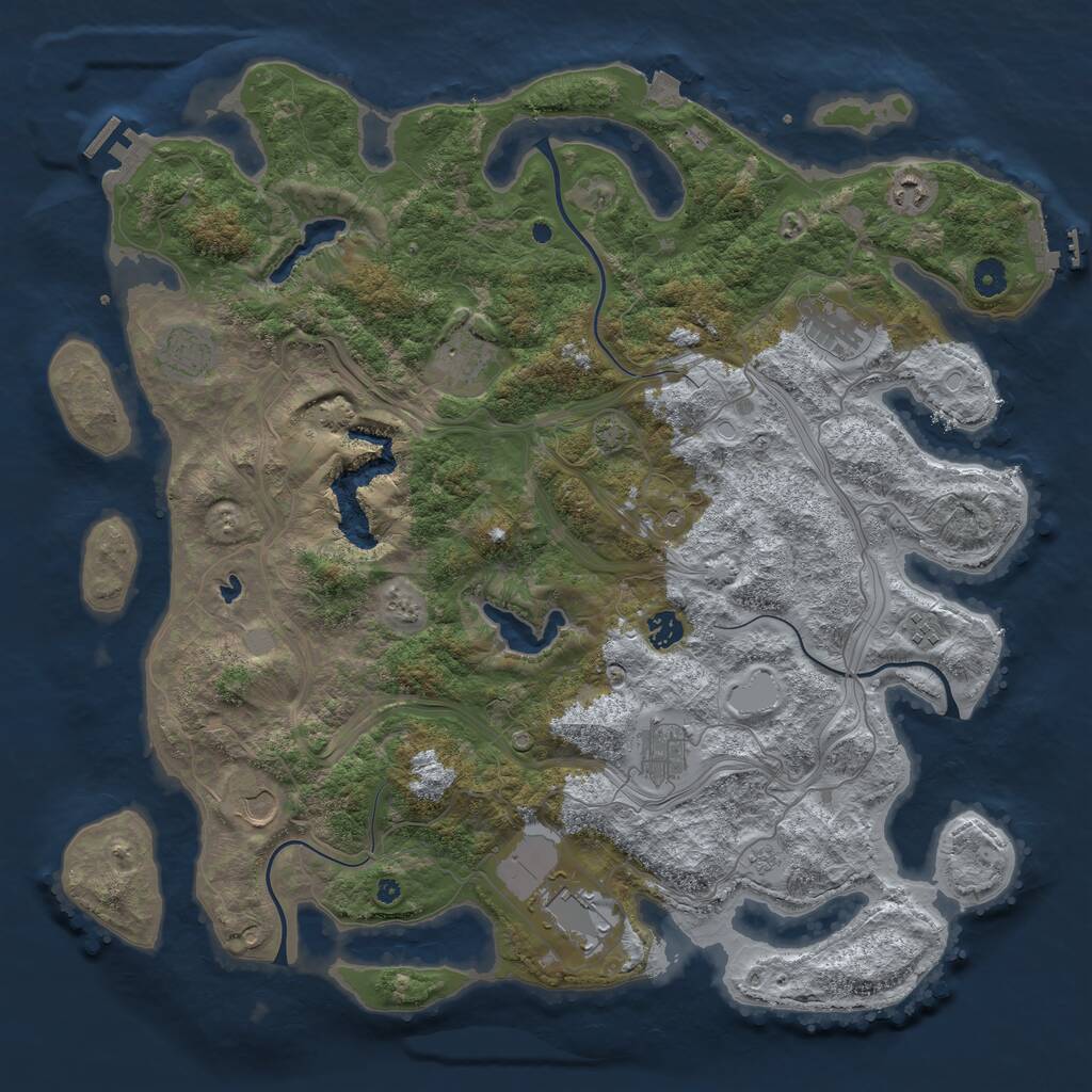 Rust Map: Procedural Map, Size: 4500, Seed: 1165614069, 15 Monuments